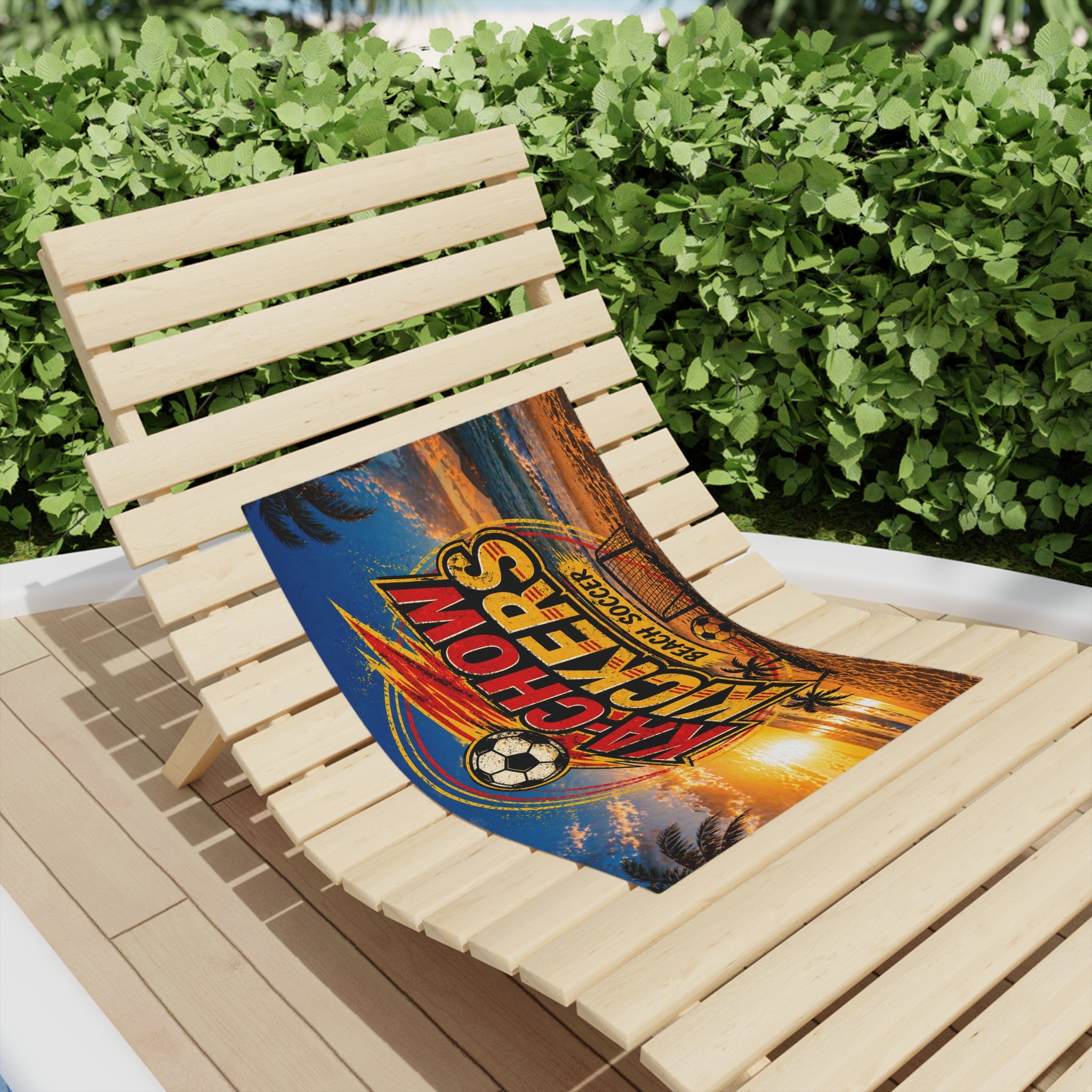 Ka-Chow Kickers Beach Towel — Soccer Sunset Graphic