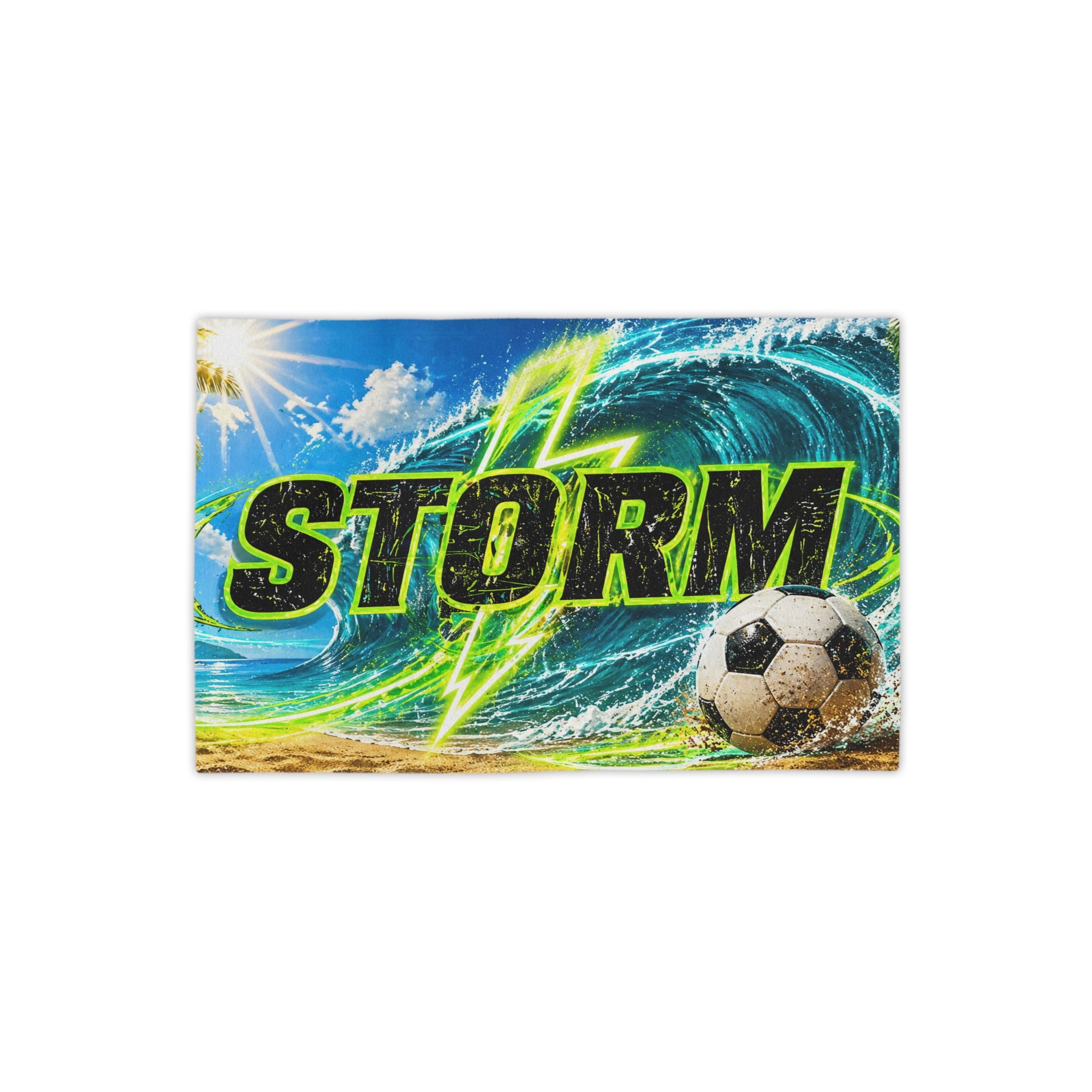 Storm Soccer Beach Towel – Vibrant Surf Wave Design for Kids & Teens