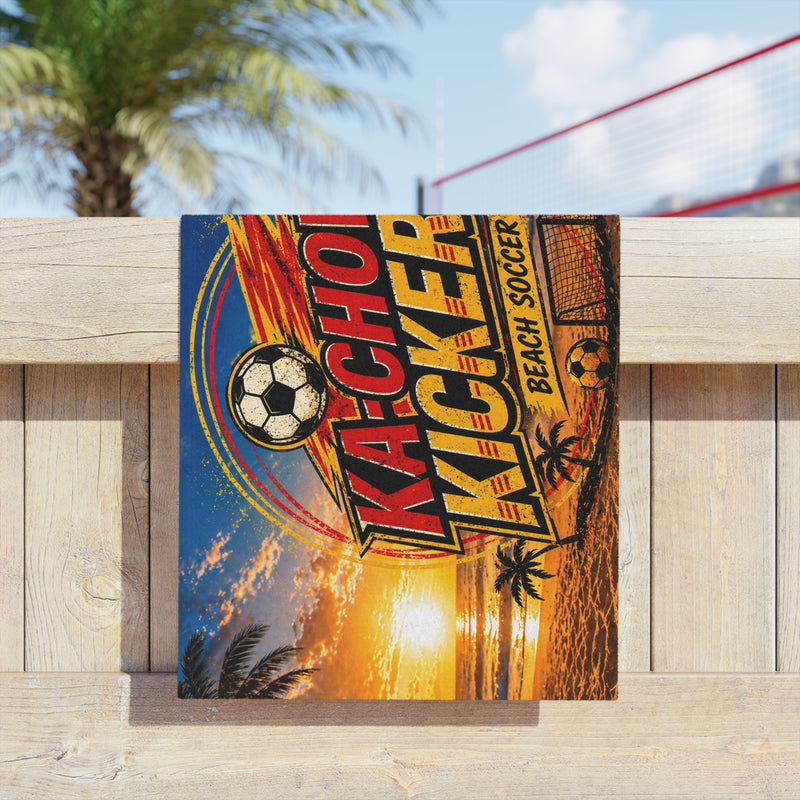 Ka-Chow Kickers Beach Towel — Soccer Sunset Graphic